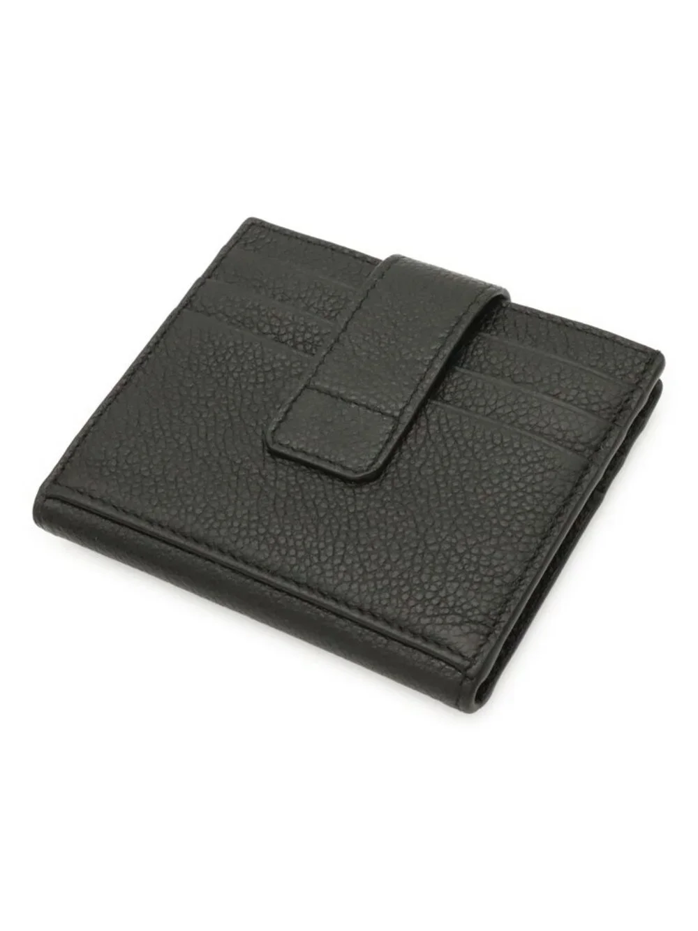 Prada Triangle Logo Card Case Business Holder Leather Nero Black Silver